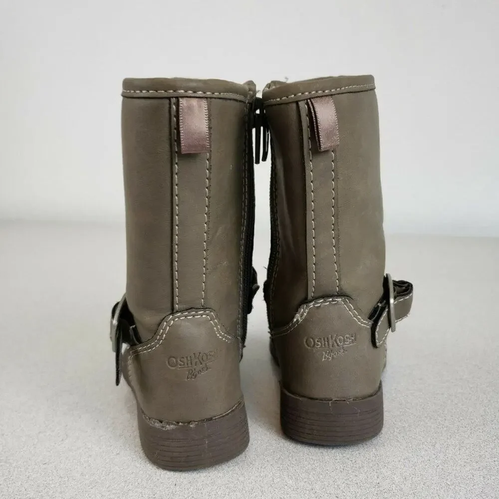 Oshkosh B Gosh Girls Brown Leather Round Toe Zipper Ankle‎ Booties Size 6